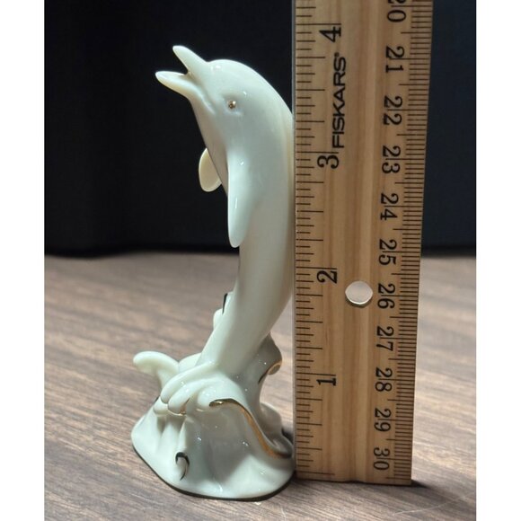 Lenox Handcrafted Porcelain Dolphin Figurine in Cream & Gold Vintage 1990 - Picture 9 of 9